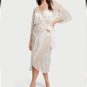 Victoria’s Secret Sheer Long Embroidered White Robe